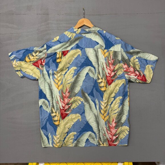 Vintage Tommy Bahama 100% Silk Floral Multicolor Loop Collar Hawaiian Shirt XL - Picture 4 of 6